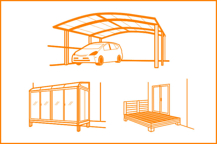 カーポート・風除室・ウッドデッキ