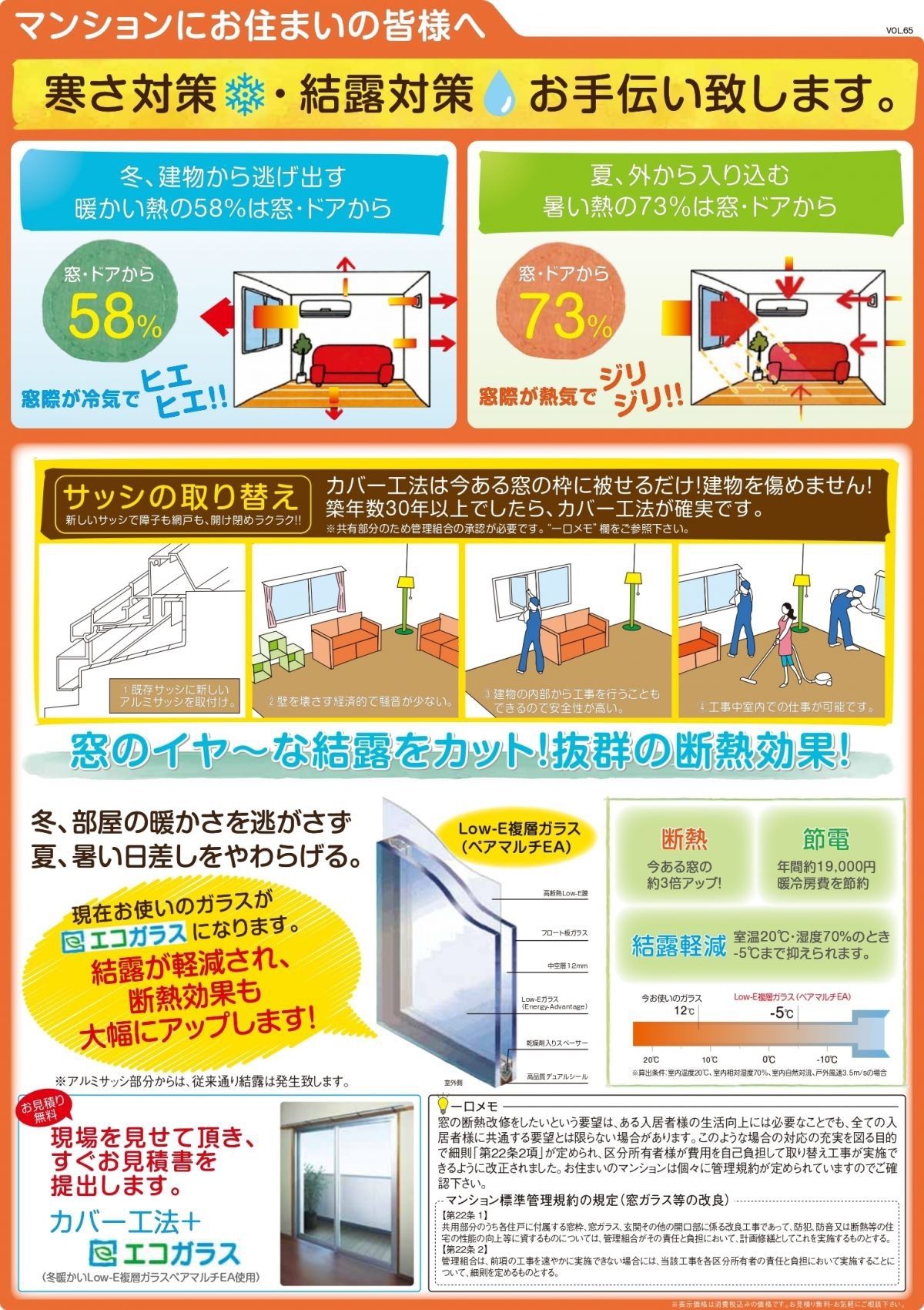 寒さ対策　結露対策　お手伝い致します