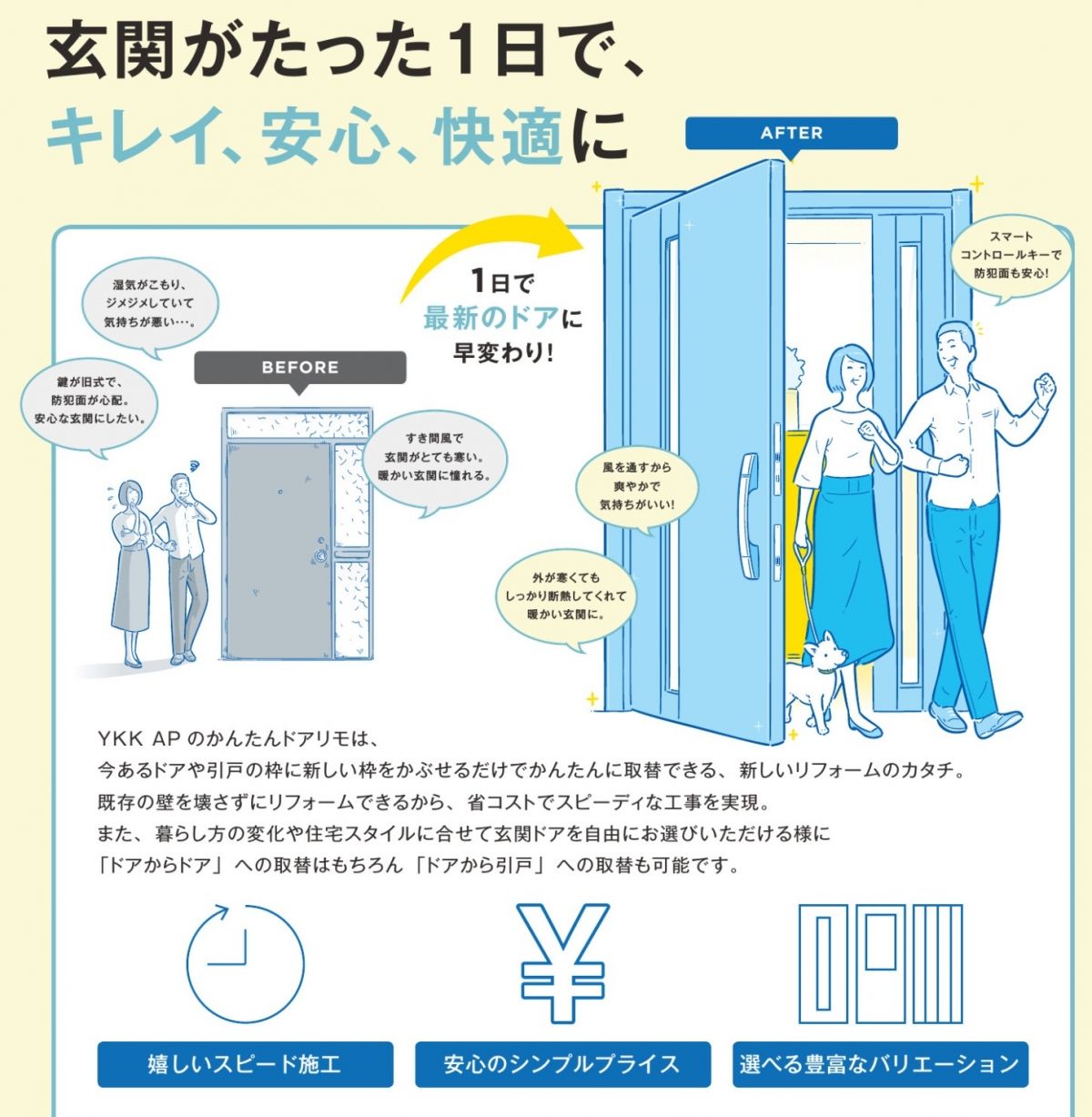 玄関がたった1日で、キレイ、安心、快適に