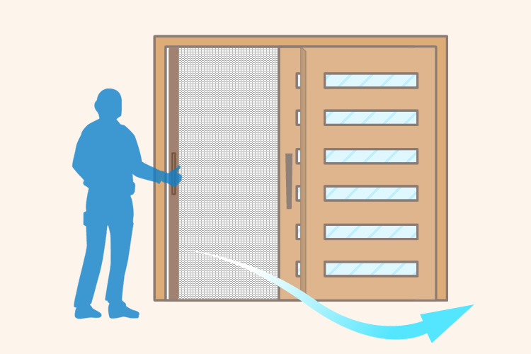 玄関に網戸を取付け