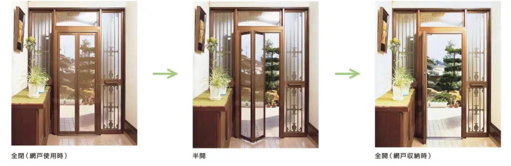 売れ筋ランキング YKKAP汎用網戸 中折網戸NHM型 引戸用 一般タイプ： 幅770mm×高1795mm ykk 玄関網戸 勝手口網戸 ドア用網戸  玄関引き戸用網戸 格子 折れ網