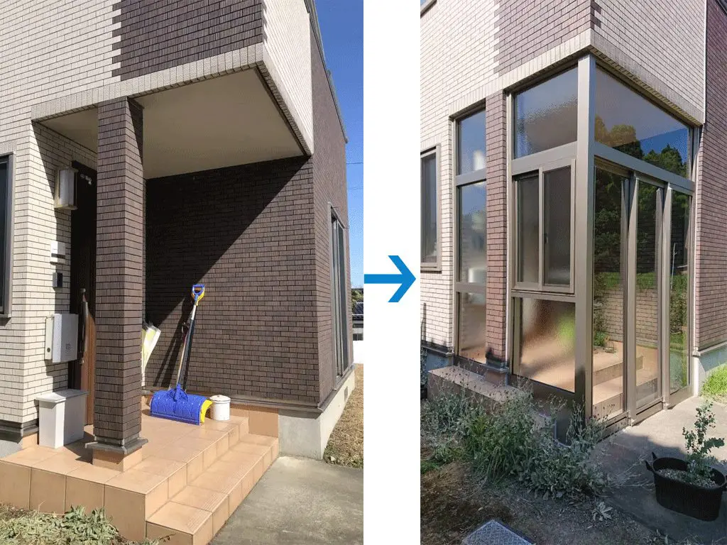 風除室でおしゃれな雨 雪 風対策ができる玄関に 新潟県長岡市 窓 玄関 エクステリアリフォーム専門店 窓屋窓助