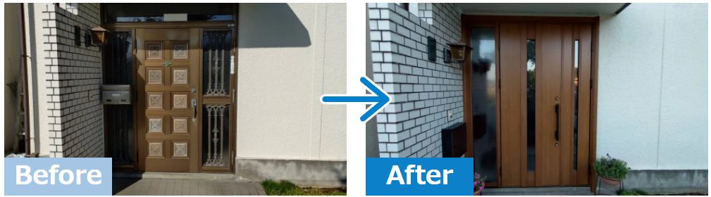 柏崎市 袖付き親子ドアの施工事例