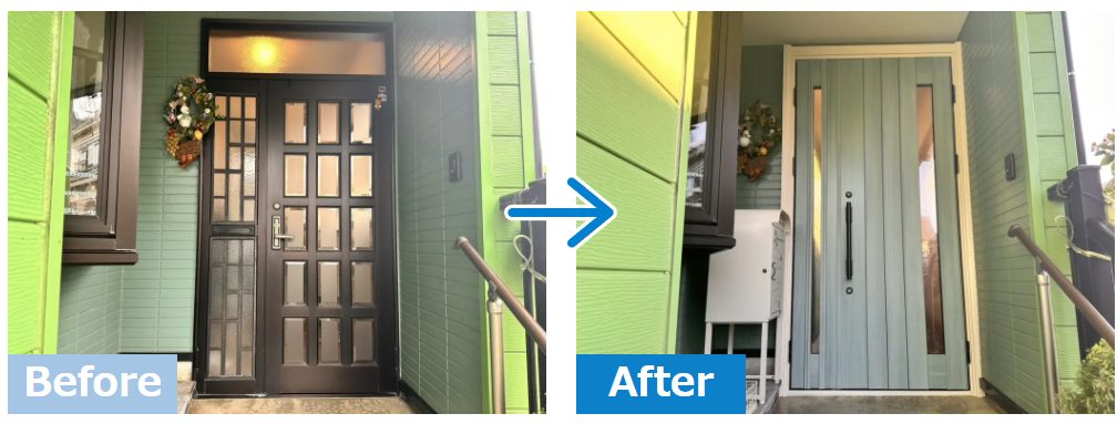 小千谷市　親子ドアの交換施工事例