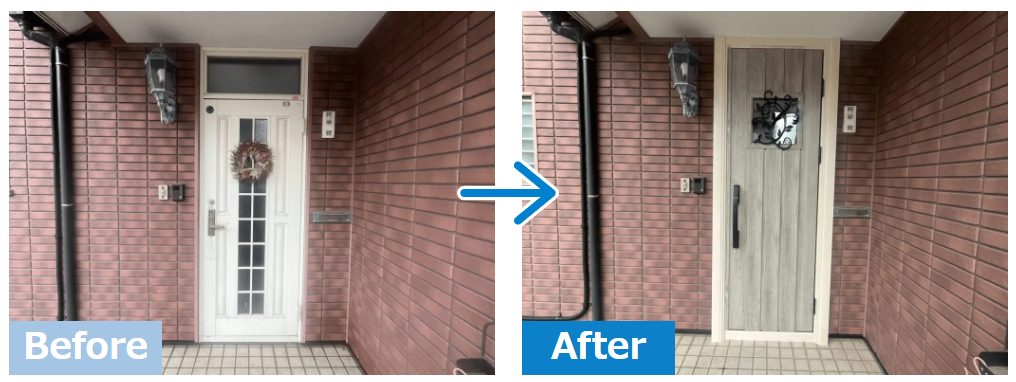 片開き玄関ドア交換の施工事例