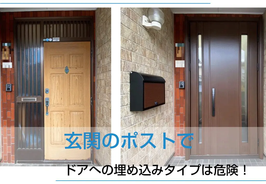 玄関のポストでドアへの埋め込みタイプは危険 新潟県長岡市 窓 玄関 エクステリアリフォーム専門店 窓屋窓助
