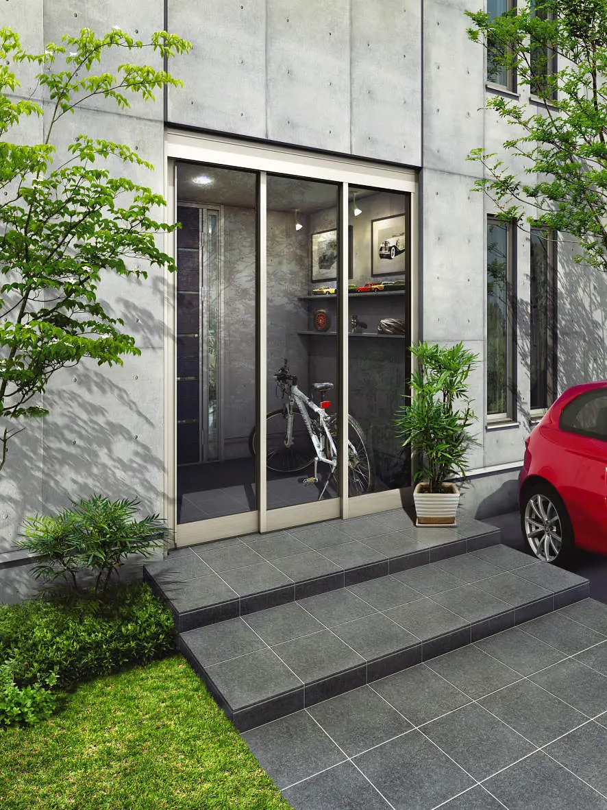 鍵あり壁3面風除け室