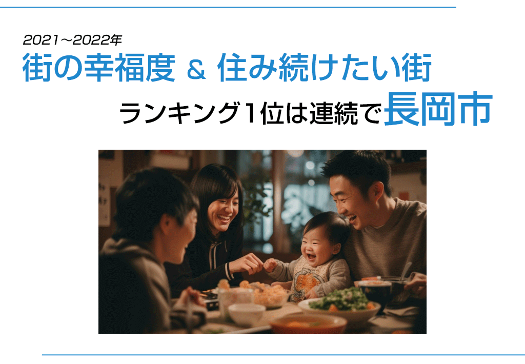 街の幸福度 ＆ 住み続けたい街ランキング1位は連続で長岡市