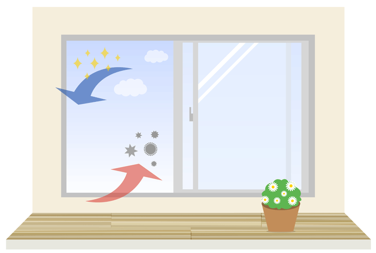 窓で空気を入れ替え