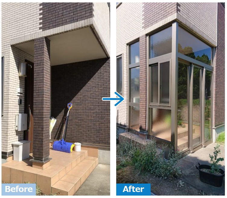 長岡市　暴風・吹雪をしっかり遮る風除室の施工