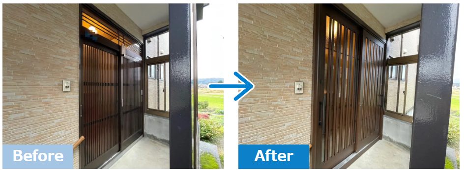 結露対策にも効果的な断熱玄関引き戸への交換