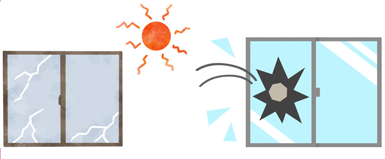 ガラスのヒビや割れの原因