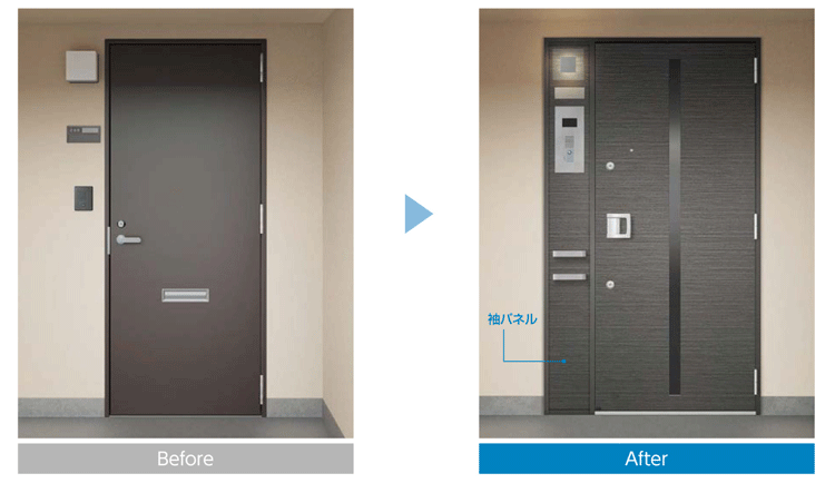 マンション玄関ドアの袖パネル